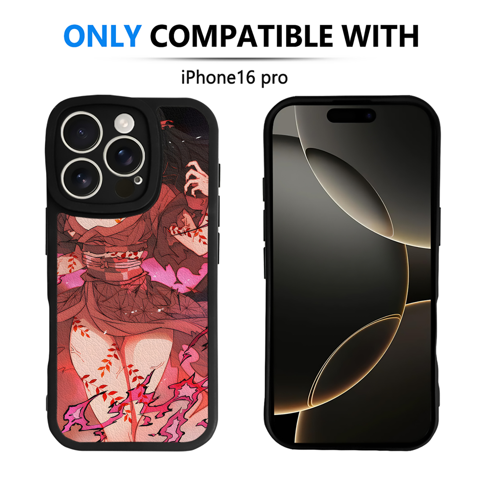 （画像用） 鬼滅の刃（きめつのやいば）竈門 禰󠄀豆子／かまど ねずこ Kamado Nezuko 【iPhone 16シリーズ対応】シリコンスマホケース（レザー調） 材質：シリコン